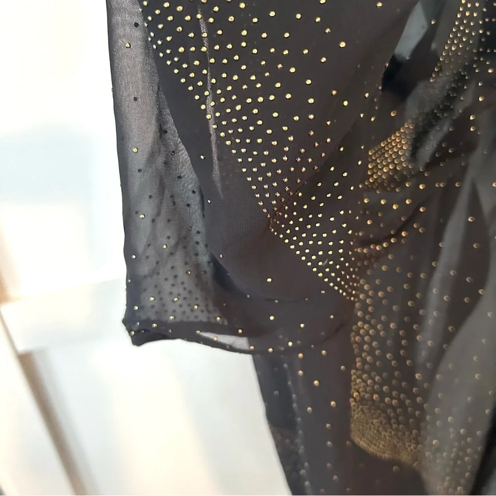Minkpink Women's Black Gold Beaded Sheer‎ Kimono Top in Size L